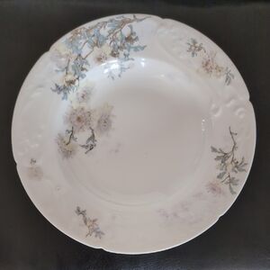 Antique Haviland Blue and White Floral Soup Bowls
